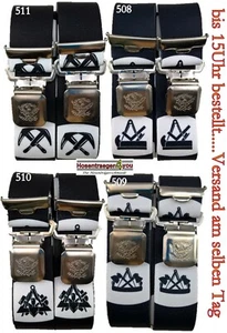 35 mm breite Hosenträger mit Zunftmotiven, 4 extra starke Vollmetallclips - Bild 1 von 17