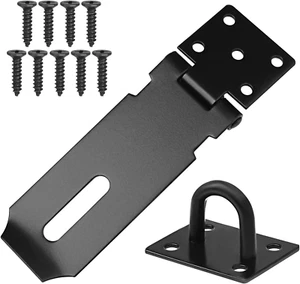 Padlock Hasp 4 Inch Door Hasp Latch Lock Stainless Steel Padlock Clasp Black - Picture 1 of 7