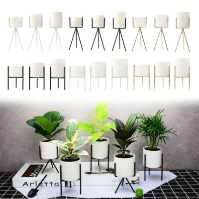 Keramik Blumentopf Eisen Rack Sukkulenten Blumentöpfe Blumenkasten Blumenständer - Bild 1 von 4