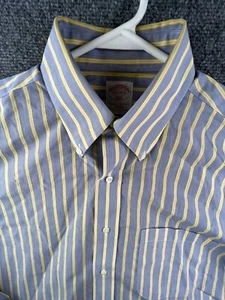 Camisa Brooks Brothers para hombre con botones manga larga a rayas azul amarillo 15,5 32/33 - Imagen 1 de 11