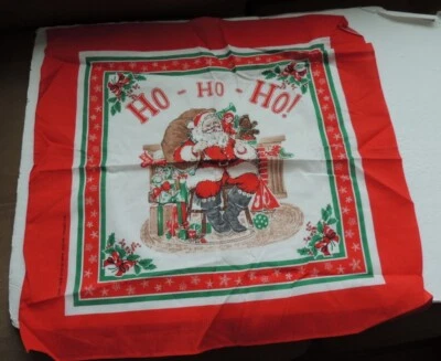 Bandana vintage Hankie Navidad Papá Noel HO HO 21"x21" 50/50 mezcla NUEVO Foto 1 de 3