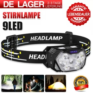 LED Stirnlampe Super Hell 2000LM USB Wiederaufladbar Bewegungssensor Kopflampe - Bild 1 von 11