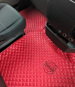 Set of Premium Leather Floor Mats for RHD Volvo FH4 (2013-2021) - Red - Picture 1 of 7