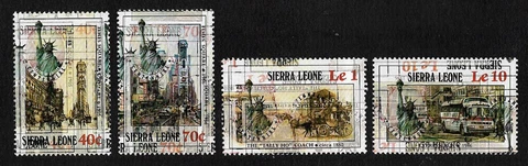 M1) 1987 Sierra Leone Errors Statue Liberty USA Horse Coach Tram Express Bus MNH Cover