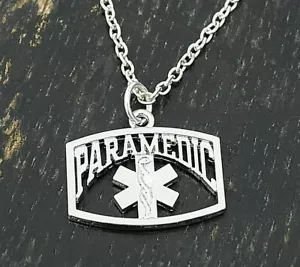 Collar de plata paramédico colgante paramédico collar unisex EMT EMS rescate de bomberos - Imagen 1 de 4