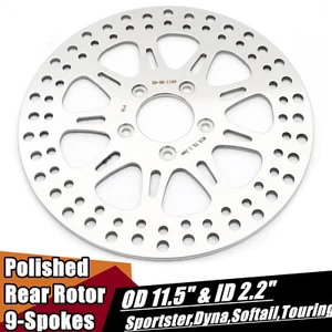 Polished 11.5" Rear Brake Rotor for Harley Touring 00-07 Sportster Dyna Softail - Picture 1 of 6