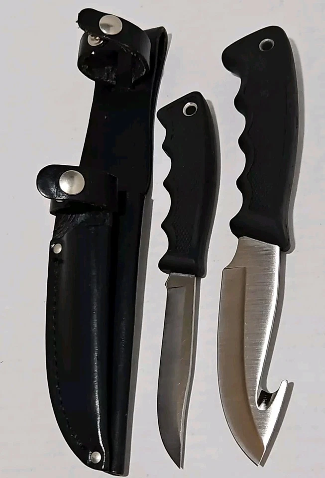 Juego doble Western + cuchillo de hoja fija R18 y R2 mango de goma negro y funda LTH Foto 1 de 4