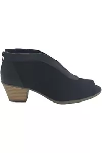 Earth Origins Nubuck Peep-Toe Booties Carden Black - Picture 1 of 4