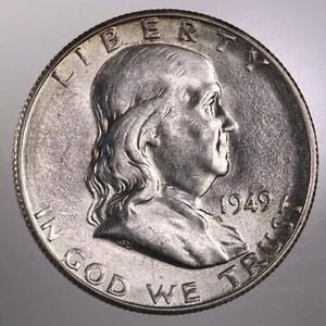 Raw 1949-S Franklin 50C Uncertified San Francisco Silver Half Dollar Coin - Picture 1 of 4
