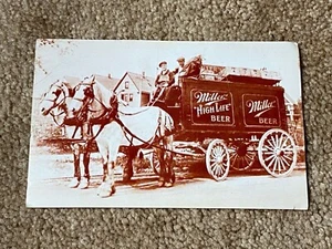 1982 Miller High Life Beer early horse pulled delivery wagon postcard: Milwaukee - Picture 1 of 5