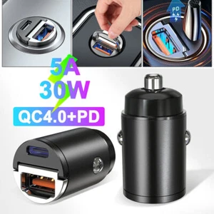Mini Dual USB Type-C PD Car Phone Charger 30W Fast Charge Adapter Accessories - Picture 1 of 14