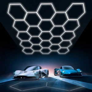 28 Hexagon LED Lampe Röhren Werkstatt Garage Decken Leuchte Waben Beleuchtung DE - Bild 1 von 60