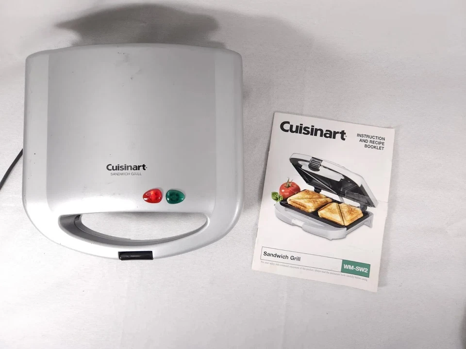 Parrilla Sandwichera Cuisinart Plateada Modelo WM-SW2 Probada con instrucciones Foto 1 de 4