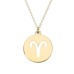 Aries Zodiac Pendant Necklace - 14k yellow gold plated Silver Charm holiday gift - Picture 1 of 4