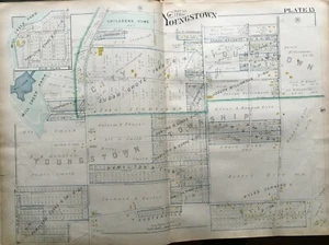1899 IDORA YOUNGSTOWN OHIO MILL CREEK PARK-MARKET ST&VINE-CLEVELAND ST ATLAS MAPPA - Foto 1 di 3