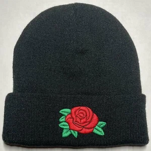 Rose Embroidered HIGH QUALITY Acrylic Beanie - Picture 1 of 1