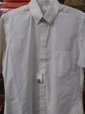 Camisa de vestir ETIENNE AIGNER para hombre con botones manga corta blanca talla 15 Foto 1 de 4