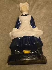 Antiker Gusseisen Türstopper/Buchstütze Hotel Milchmädchen Dame Made in USA - Bild 1 von 2
