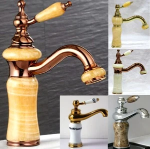 Grifo mezclador lavabo latón de baño de mármol/efecto porcelana/color dorado/color dorado - Imagen 1 de 40