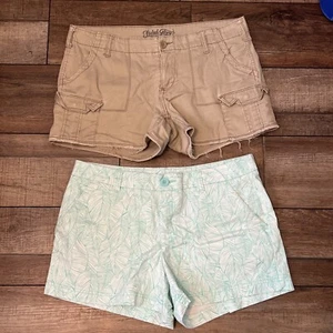 BCG Shorts Lot Women's 12 Large Chino Cargo Khaki Summer Teal Faded Glory - Picture 1 of 13