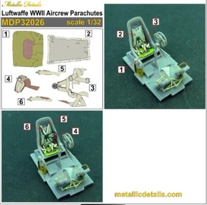 Detalles metálicos MDP32026 1:32 Luftwaffe Segunda Guerra Mundial tripulación aérea paracaídas - Imagen 1 de 3