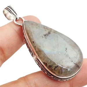 Labradorite Edelstein Versilbert Handmade Anhänger Schmuck Gift 5.2cm P-14689 - Bild 1 von 3