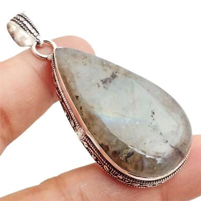 Labradorite Edelstein Versilbert Handmade Anhänger Schmuck Gift 5.2cm P-14689 - Bild 1 von 3