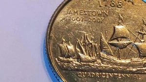 2000-P Virginia State Quarter - Error Due to grease on die T in Trust E in WE - Picture 1 of 11