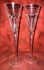 2 (Two) WATERFORD WISHES LOVE & ROM Cut Crystal Champagne Toasting Flutes-Signed
