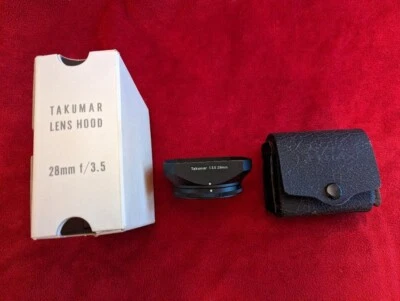 ASAHI PENTAX F/3.5 28MM LENS HOOD SUNSHADE FOR TAKUMAR LENS w/CASE & BOX - Image 1 of 4