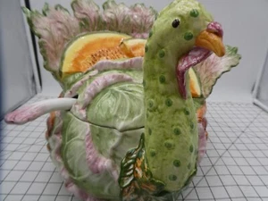 Vietri Italy Majolica ceramic turkey tureen with lid and ladle - Picture 1 of 16