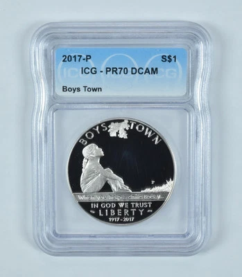 2017-P Boys Town Commemorative Silver Dollar PR70 DCAM ICG - Image 1 of 4