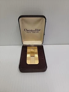 Vintage CHRISTIAN DIOR Paris-New York Gold Brushed Tone Holder Money Clip - Picture 1 of 2