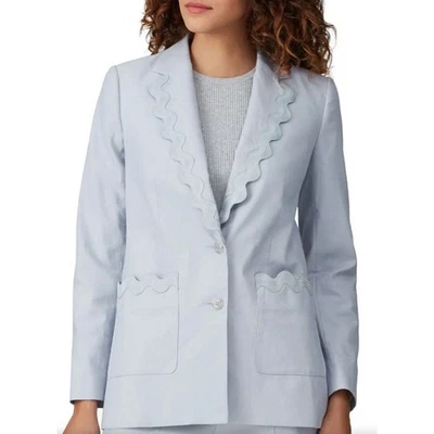 Chaqueta Blazer Rebecca Taylor Azul Pastel Slub Denim Talla 2 Foto 1 de 4
