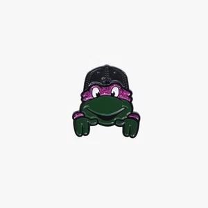 Green TMNT Turtle Purple Bandana Black Cap Graphic Pin - Picture 1 of 2