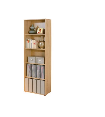 LIBRERIA 5 LIVELLI IN LAMINATO RIFINITO ROVERE, 60X180X30 CM - Immagine 1 di 3