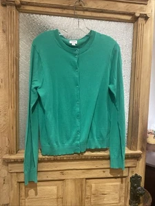 J CREW LARGE GREEN CLASSICJACKIE CARDIGAN SWEATER - Picture 1 of 4