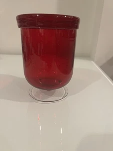 Jarrón o candelabro grande redondo de vidrio rojo rubí grande 6,5" de alto 4,5" - Imagen 1 de 5