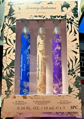 Tommy Bahama Para Ella EDP Juego de 3 Piezas-St Barts+St Kitts+St. Barts Seascape 0,34 OZ Foto 1 de 2