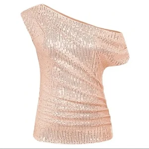 Grace Karin Schulterfreies Oberteil Rose Rosa Pailletten Größe Small Ärmellos Einfarbig - Bild 1 von 5