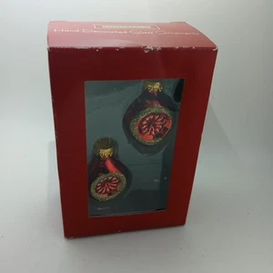 HOLIDAY HOME~Set of 2 MINI RED Blown Glass Christmas Ornaments~NIB - Picture 1 of 1