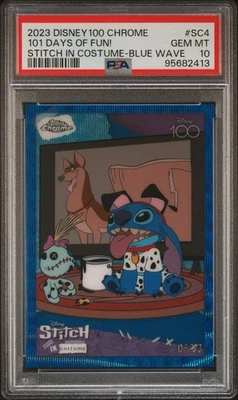 Stitch In Costume #/23 Blue Wave PSA 10 2023 Topps Chrome Disney 101 Days Of Fun - Image 1 of 3