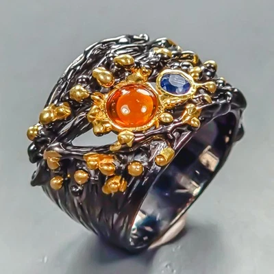 Anillo único anillo ópalo naranja natural plata de ley 925 tamaño 7,5/R446973 Foto 1 de 4