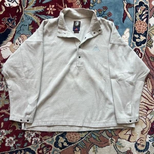 Vintage 90s Nike ACG DOG Quality Comfort XL Cream Button Fleece Sweater - Picture 1 of 7