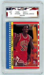 1987-88 Fleer Sticker Michael Jordan AGC 9 Mint - Picture 1 of 2