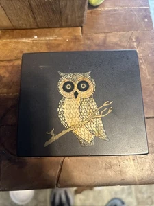 Couroc Of Monterey Inlaid Owl On Branch Trinket Box 4.5x4x2” Vintage - Picture 1 of 7
