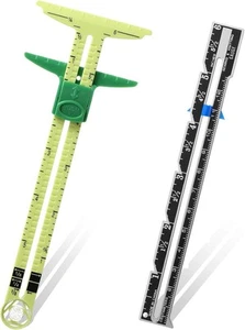 2 Pieces Sewing Gauge Measuring Tool, 5-in-1 Sliding Black, Green - Picture 1 of 7