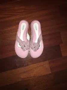 Sandalias para mujer talla 6,5M Nicole de cuero rosa con acento floral - Imagen 1 de 7