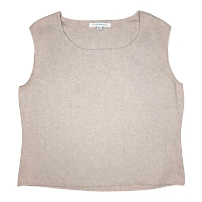 Vtg 90s Mercer Street Studio PXL Beige Ribbed Cotton Knit Tank Top Minimalist - Image 1 of 4
