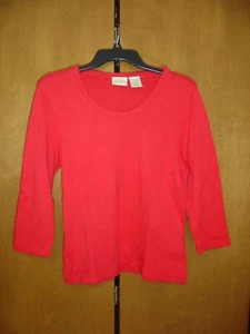 Einmal getragen Damen ST John's Bay M rot Baumwollmischung 3/4 Ärmel Rundhalsausschnitt Oberteil $ 8 - Bild 1 von 2